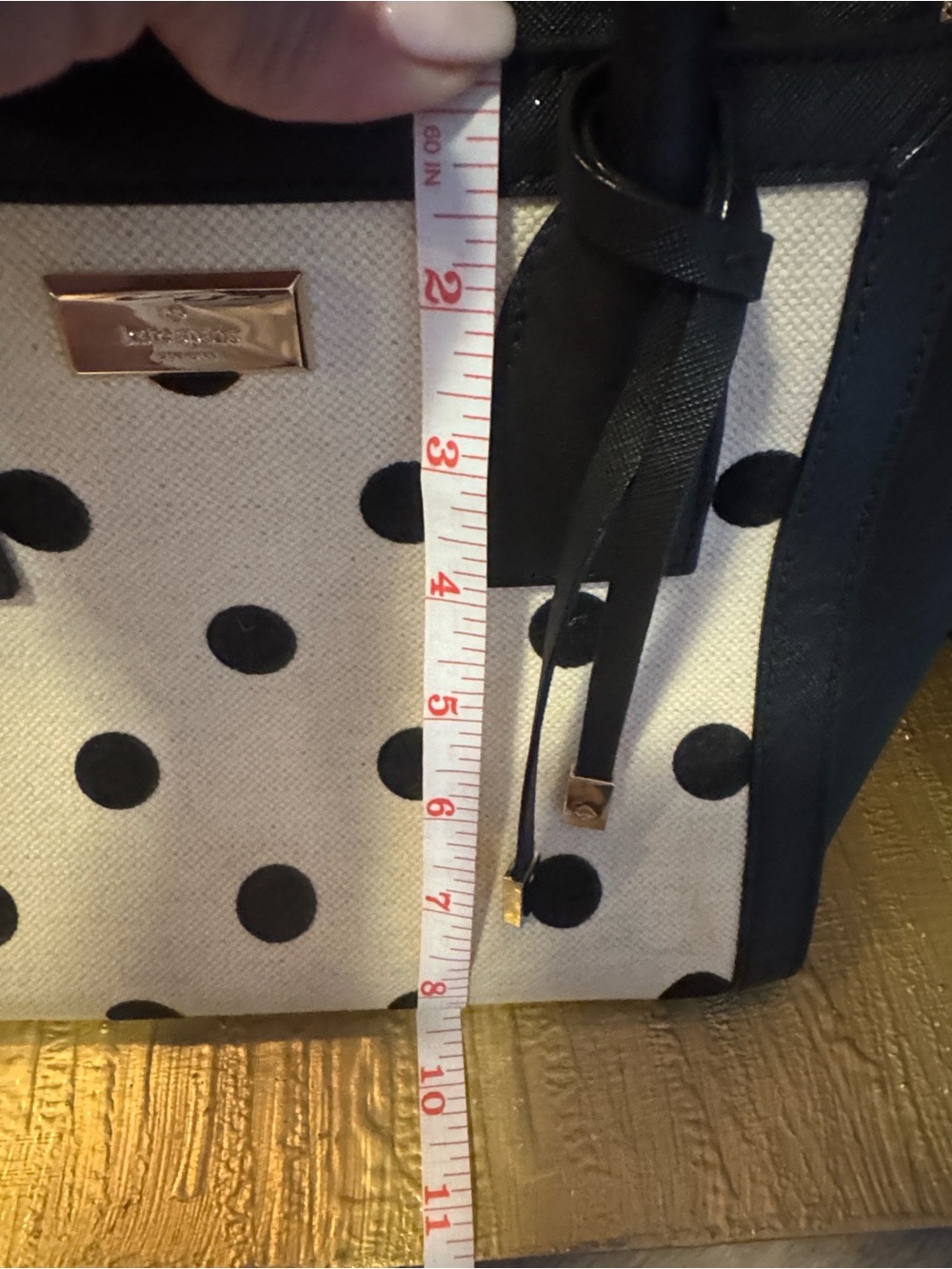 kate spade Cream Canvas Tote with Black Polka Dots